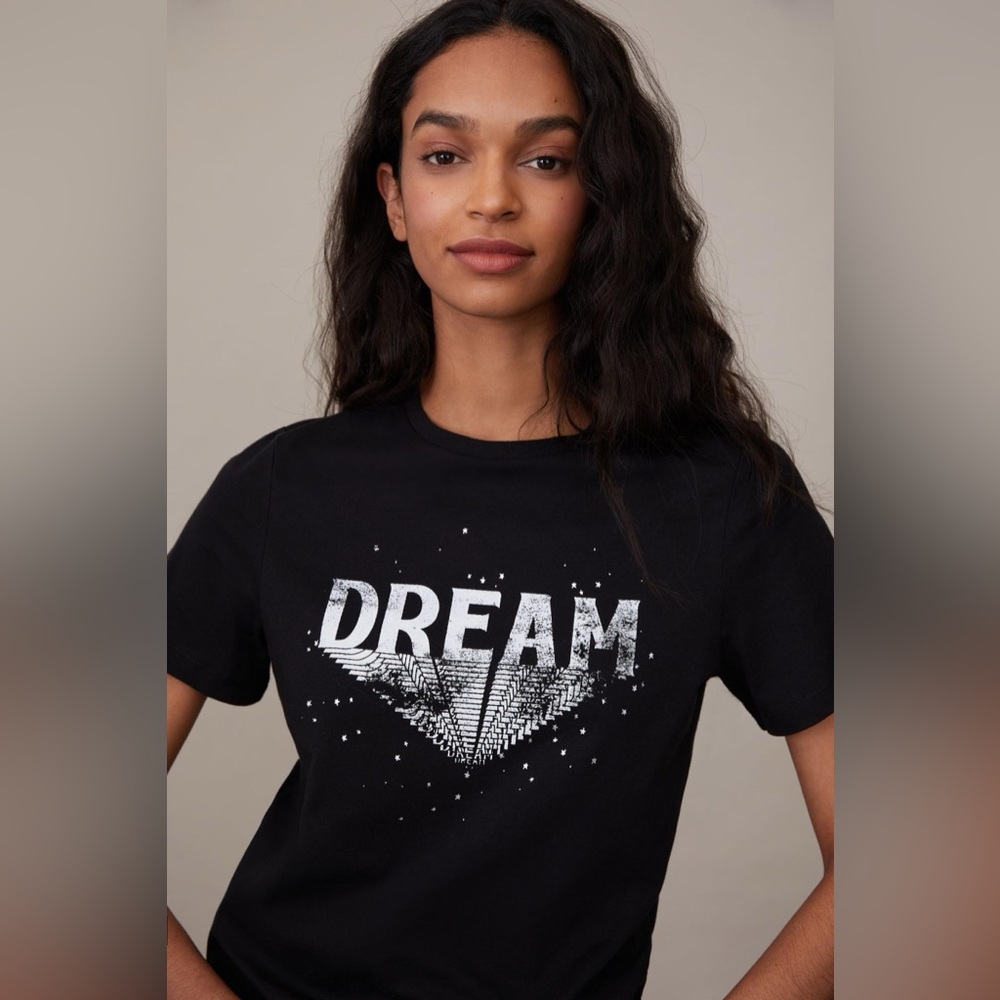 NWT Anthropologie Women’s Dream Graphic Tee in Black